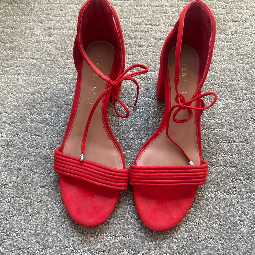 Gianni Bini Red Heels with Ankle Strap and Open Toe